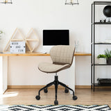 NNECW Swivel Leisure Chair with PU Leather for Study &amp Office &amp Vanity-Beige &amp Brown