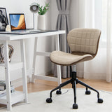 NNECW Swivel Leisure Chair with PU Leather for Study &amp Office &amp Vanity-Beige &amp Brown