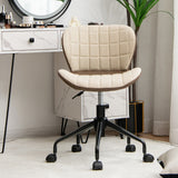NNECW Swivel Leisure Chair with PU Leather for Study &amp Office &amp Vanity-Beige &amp Brown