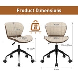 NNECW Swivel Leisure Chair with PU Leather for Study &amp Office &amp Vanity-Beige &amp Brown