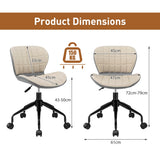 NNECW Swivel Leisure Chair with PU Leather for Study &amp Office &amp Vanity-Beige &amp Gray