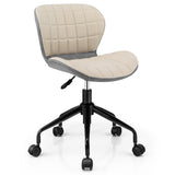 NNECW Swivel Leisure Chair with PU Leather for Study &amp Office &amp Vanity-Beige &amp Gray