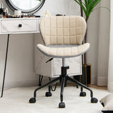 NNECW Swivel Leisure Chair with PU Leather for Study &amp Office &amp Vanity-Beige &amp Gray