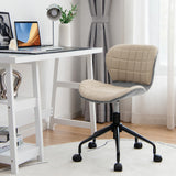 NNECW Swivel Leisure Chair with PU Leather for Study &amp Office &amp Vanity-Beige &amp Gray