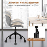 NNECW Swivel Leisure Chair with PU Leather for Study &amp Office &amp Vanity-Beige &amp Gray