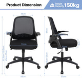 NNECW 360Swivel Mesh Office Chair with Flip-up Armrest for Home & Office