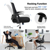 NNECW 360Swivel Mesh Office Chair with Flip-up Armrest for Home & Office