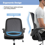 NNECW 360Swivel Mesh Office Chair with Flip-up Armrest for Home & Office