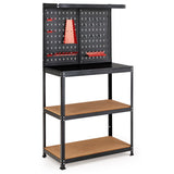 NNECW Tool Storage Workbench with Peg Board & 2 Lower Shelves for Garage