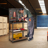 NNECW Tool Storage Workbench with Peg Board & 2 Lower Shelves for Garage