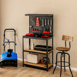 NNECW Tool Storage Workbench with Peg Board & 2 Lower Shelves for Garage