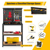 NNECW Tool Storage Workbench with Peg Board & 2 Lower Shelves for Garage