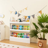 NNECW 3-Tier Kids Bookcase with 2 Anti-Tipping Kits & Guardrails