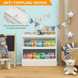 NNECW 3-Tier Kids Bookcase with 2 Anti-Tipping Kits & Guardrails