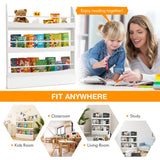 NNECW 3-Tier Kids Bookcase with 2 Anti-Tipping Kits & Guardrails