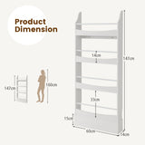 NNECW 4-Tier Kids Bookcase with 2 Anti-Tipping Kits & Guardrails