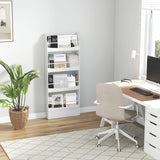 NNECW 4-Tier Kids Bookcase with 2 Anti-Tipping Kits & Guardrails
