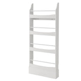 NNECW 4-Tier Kids Bookcase with 2 Anti-Tipping Kits & Guardrails