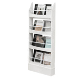 NNECW 4-Tier Kids Bookcase with 2 Anti-Tipping Kits & Guardrails