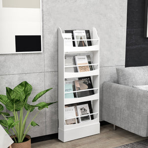 NNECW 4-Tier Kids Bookcase with 2 Anti-Tipping Kits & Guardrails