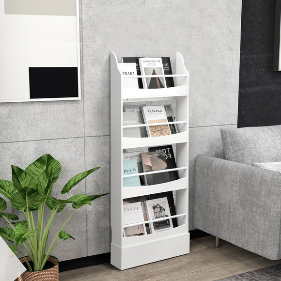 NNECW 4-Tier Kids Bookcase with 2 Anti-Tipping Kits & Guardrails