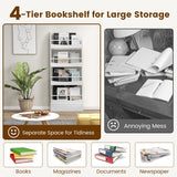 NNECW 4-Tier Kids Bookcase with 2 Anti-Tipping Kits & Guardrails