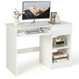 NNECW White Desk with Drawer and Adjustable Storage Shelves for Bedroom/Office