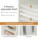 NNECW White Desk with Drawer and Adjustable Storage Shelves for Bedroom/Office