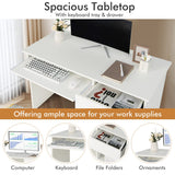 NNECW White Desk with Drawer and Adjustable Storage Shelves for Bedroom/Office