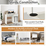 NNECW White Desk with Drawer and Adjustable Storage Shelves for Bedroom/Office