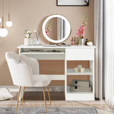NNECW White Desk with Drawer and Adjustable Storage Shelves for Bedroom/Office