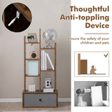 NNECW Industrial Bookshelf with Non-woven Drawer &amp 7 Storage Shelves-Brown