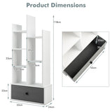 NNECW Industrial Bookshelf with Non-woven Drawer &amp 7 Storage Shelves-White