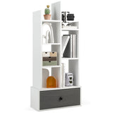 NNECW Industrial Bookshelf with Non-woven Drawer &amp 7 Storage Shelves-White