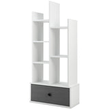 NNECW Industrial Bookshelf with Non-woven Drawer &amp 7 Storage Shelves-White