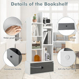 NNECW Industrial Bookshelf with Non-woven Drawer &amp 7 Storage Shelves-White