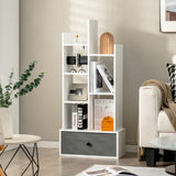 NNECW Industrial Bookshelf with Non-woven Drawer &amp 7 Storage Shelves-White