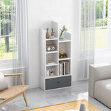 NNECW Industrial Bookshelf with Non-woven Drawer &amp 7 Storage Shelves-White