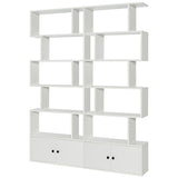 NNECW S-Shaped Bookshelf with Storage Cabiet for Living Room White