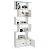 NNECW S-Shaped Bookshelf with Storage Cabiet for Living Room White