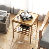 NNECW Set of 2 Square Bamboo Nightstand with Bottom Shelf