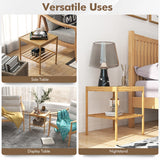 NNECW Set of 2 Square Bamboo Nightstand with Bottom Shelf