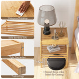 NNECW Set of 2 Square Bamboo Nightstand with Bottom Shelf