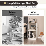 NNECW 2-tier Bookcase Set with Anti-toppling Device for Bedroom