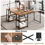 NNECW 151CM Convertible L-shaped Computer Desk with 4 Storage Shelves for Home Office-Brown