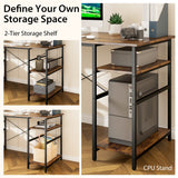 NNECW 151CM Convertible L-shaped Computer Desk with 4 Storage Shelves for Home Office-Brown