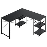 NNECW 151CM Convertible L-shaped Computer Desk with 4 Storage Shelves for Home Office-Black