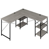 NNECW 151CM Convertible L-shaped Computer Desk with 4 Storage Shelves for Home Office-Grey