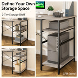 NNECW 151CM Convertible L-shaped Computer Desk with 4 Storage Shelves for Home Office-Grey