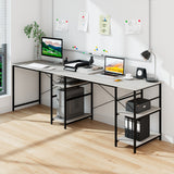 NNECW 151CM Convertible L-shaped Computer Desk with 4 Storage Shelves for Home Office-Grey